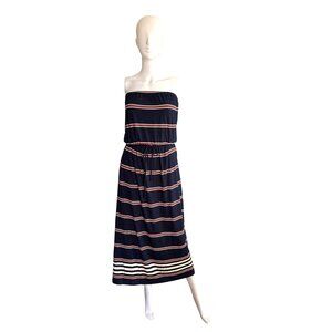 J. Crew Women's Blue Stripe Strapless Knit Maxi Dress Size XS